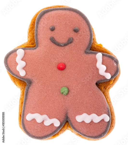 Fototapeta Gingerbread man cookie isolated
