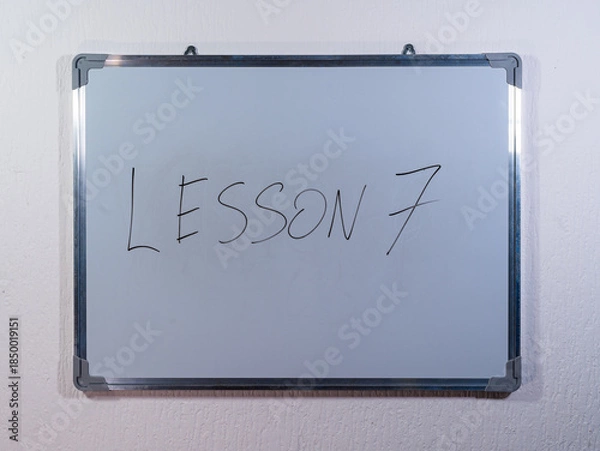 Obraz Whiteboard showing numbered LESSON concept representing structured learning and educational progress
