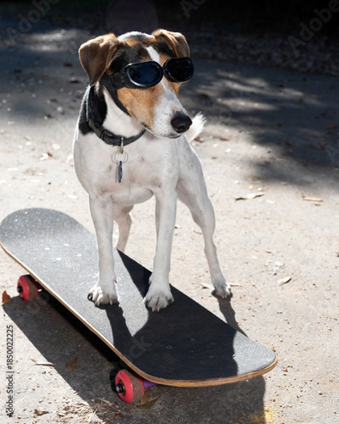 Obraz A jack russel dog on a skateboard