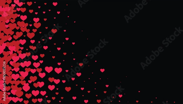 Obraz Flying hearts on a black background