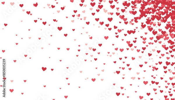 Obraz Flying hearts on a white background.