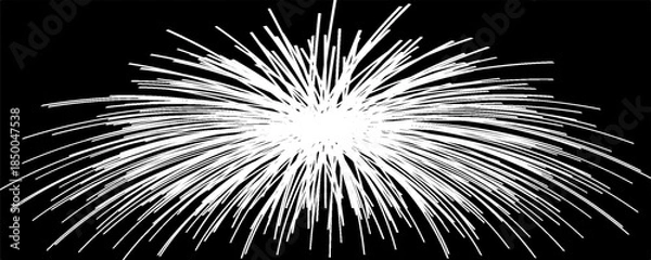 Obraz Circular radial black white stipe in pop art style. Radial shape beam, artistic ray circular to magazine cartoon, geometry starburst. Vector illustration