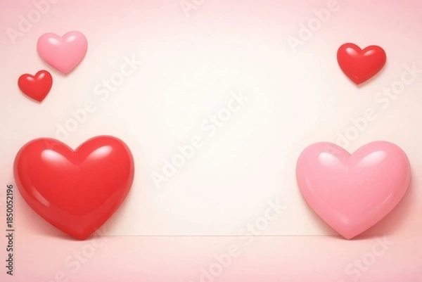 Obraz Hearts on Soft Pink Background