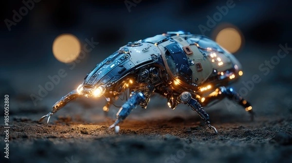 Obraz Futuristic Mechanical Insect Hybrid Crawling Terrain
