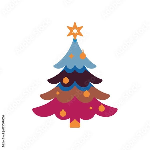 Obraz create a vector style simple merry chirstmas tree  white background.