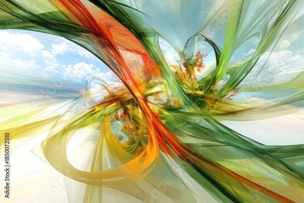 Fototapeta Dynamic abstract wave forms with luminous tones