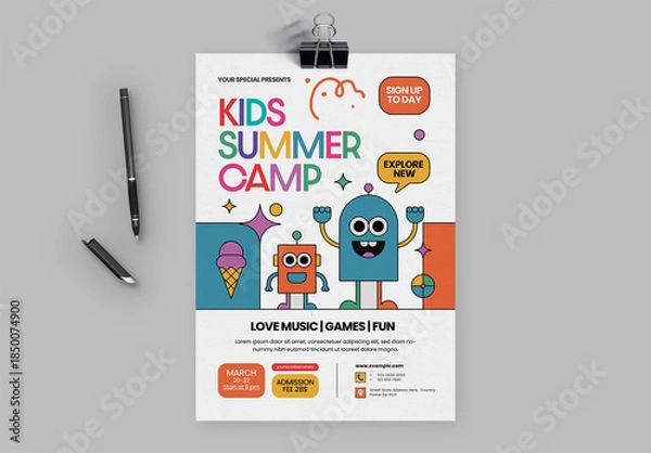 Obraz Kids Summer Camp Flyer Template