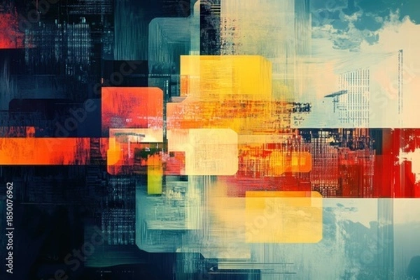 Fototapeta Minimal abstract composition with warm squares