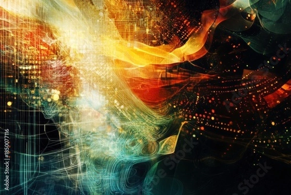 Fototapeta Expressive abstract burst with golden accents