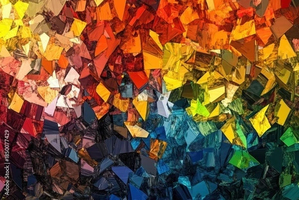 Fototapeta Abstract faceted surface with rainbow tones