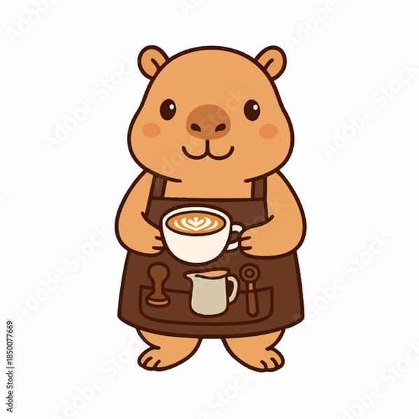 Obraz Cute Capybara Coffee Barista