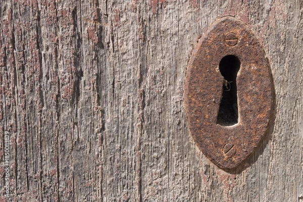 Obraz Cerradura sobre puerta de madera