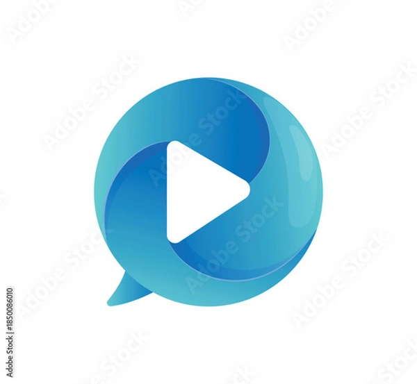 Obraz Blue Gradient Play Button Chat Logo