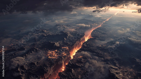 Obraz 地割れと溶岩