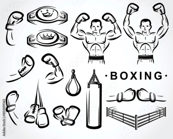Obraz Boxing icon set. Collection element boxing. Vector