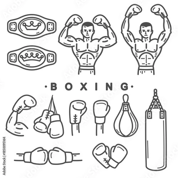 Obraz Boxing icon set. Collection element boxing. Vector