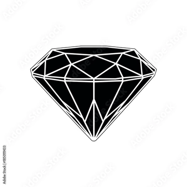 Obraz Diamond gemstone shape silhouette vector
