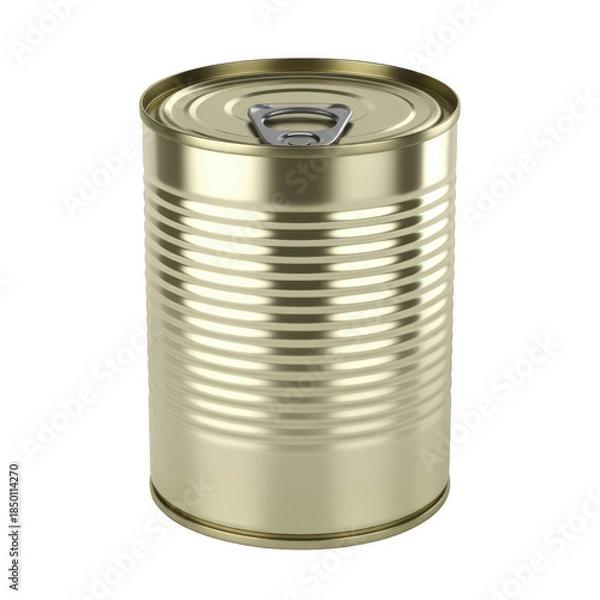 Obraz Gold tin can with pull tab packaging food isolated on a transparent background