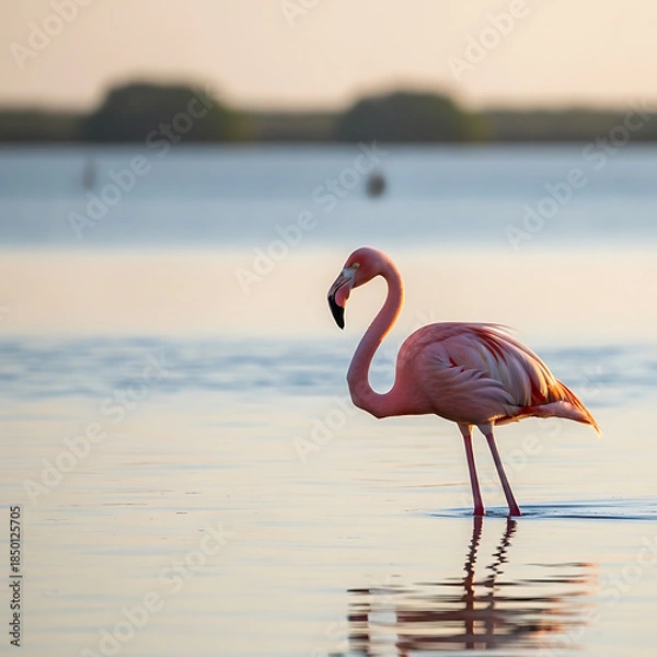 Obraz A calm outdoor scene showing green fields under a bright blue sky with soft clouds