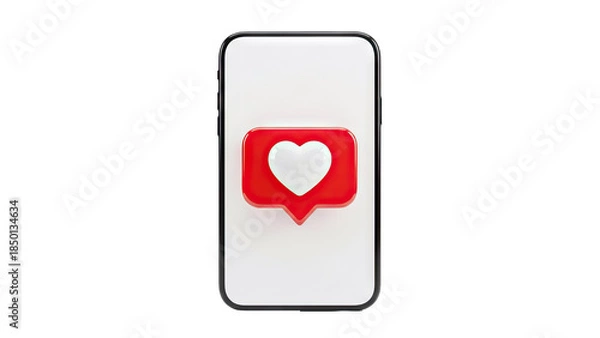 Obraz Smartphone Displaying Like Icon on White Background
