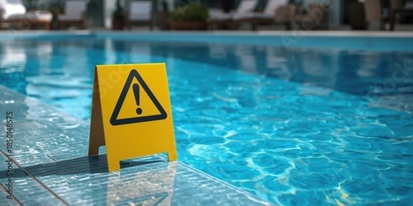 Obraz Pool safety warning sign, emphasizing hazard awareness and accident prevention