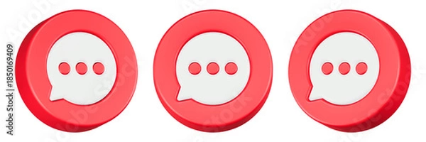 Obraz chat icon 3d render red color