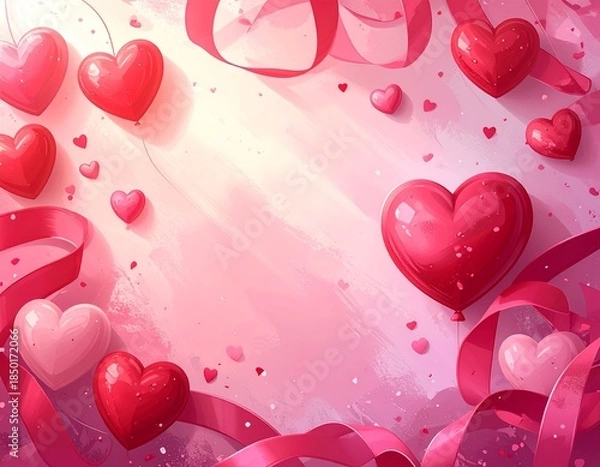 Obraz 背景素材・ハート・ピンク(AI生成画像)