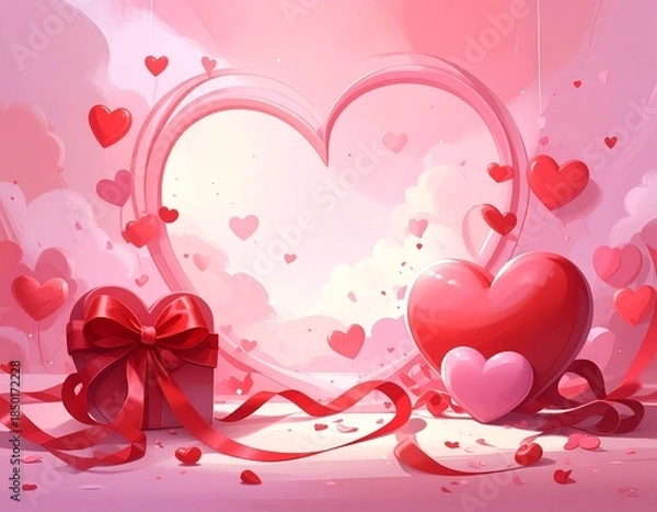 Obraz 背景素材・ハート・ピンク(AI生成画像)