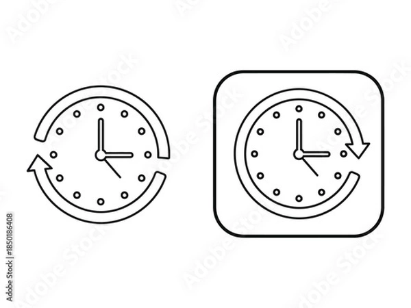 Obraz Minimal Continuous Time Loop Clock Icons for Scheduling, Refresh and Productivity Concepts