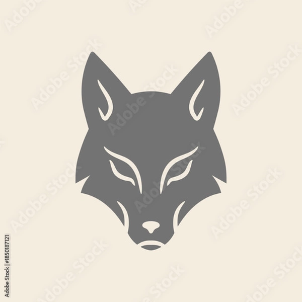 Fototapeta Minimal wolf head vector icon with sharp geometric shape.