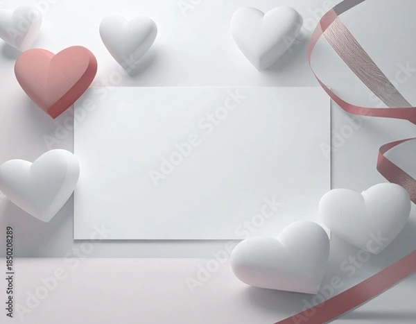 Obraz ハートとリボンで飾ったフレーム（AI生成画像）