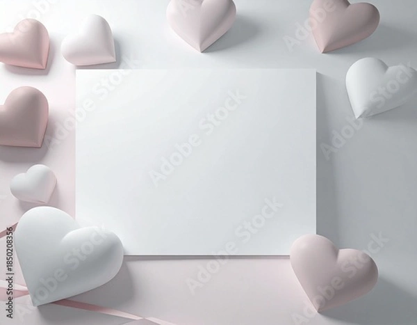 Obraz ハートとリボンで飾ったフレーム（AI生成画像）