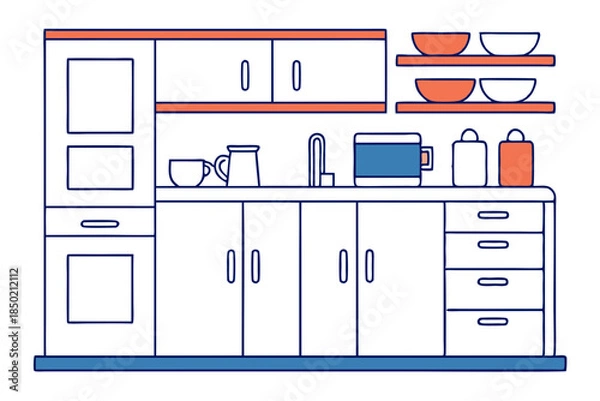 Obraz Contemporary kitchen cabinet storage unit minimalist interior vector