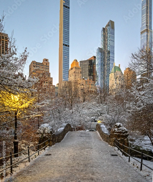 Obraz Gapstow Bridge in Central Park, after snow storm
