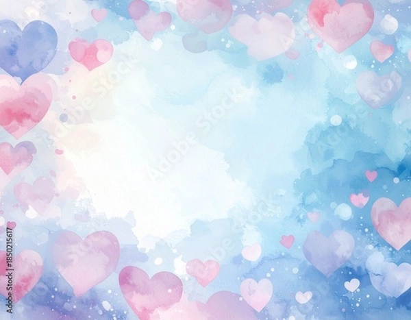 Obraz 背景素材・ハート・ピンク・水彩画(AI生成画像)