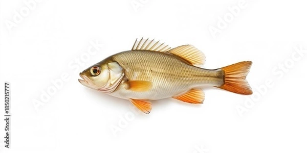 Obraz Perch positioned on white background, minimalism and design focus