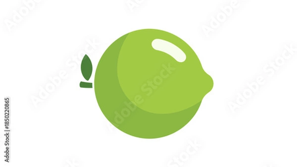 Obraz Green Lime Fruit with Leaf.