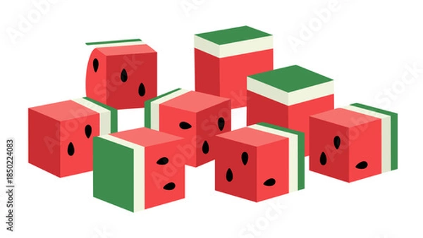 Obraz Watermelon Dice on White Background.