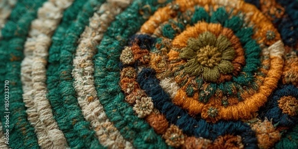 Obraz Circular fabric pattern created by hand, intended for use as textile background or decorative surface