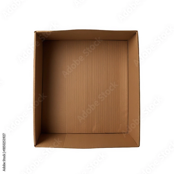 Obraz Empty brown cardboard box on transparent background