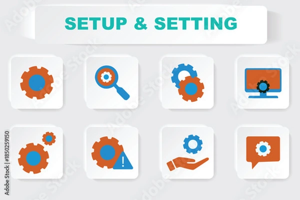 Obraz Gear Icons Setup Settings Configuration System Control Elements