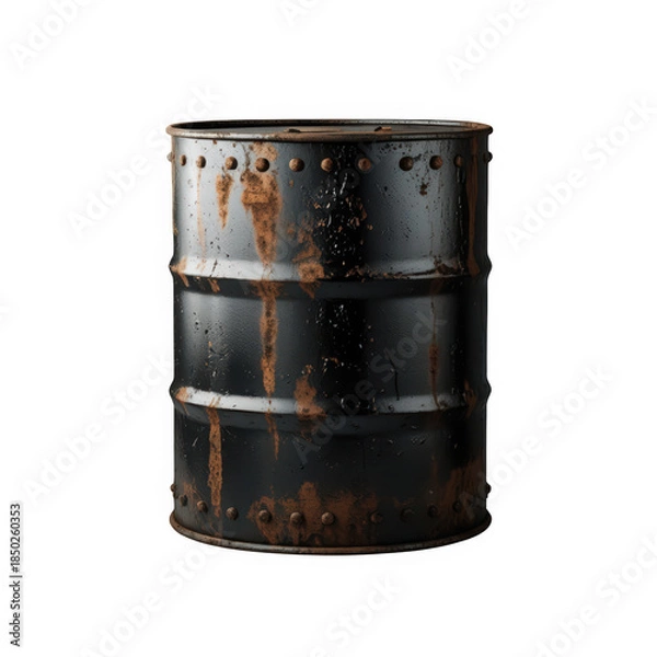 Obraz A rusty old oil barrel on transparent background