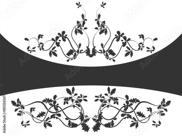 Fototapeta Oak tree branch weaving pattern with text frame