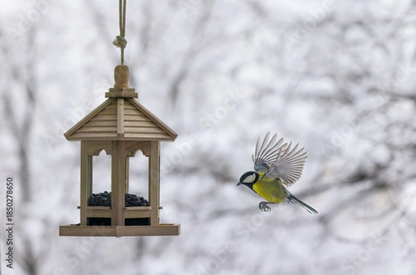 Obraz great tit on a feeder