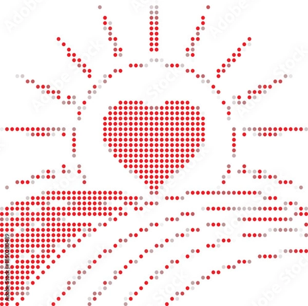 Obraz Red Heart With Rays Design