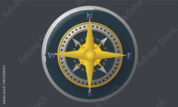 Obraz compass on a white background