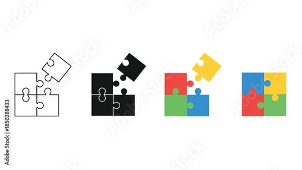 Obraz Colorful Puzzle Pieces Illustration Sequence.