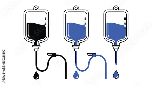 Obraz Medical IV Fluid Bags with Liquid.