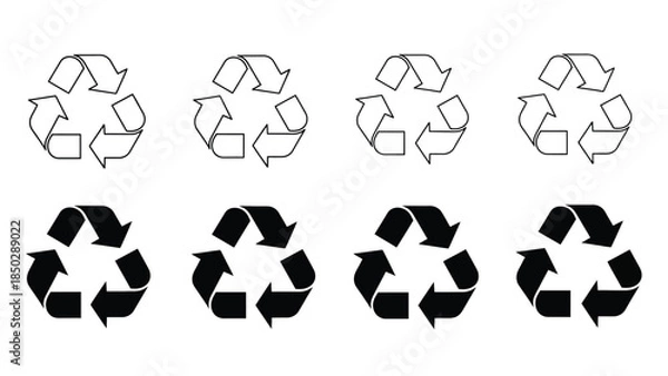 Obraz Recycling Symbols in Various Styles and Shades.