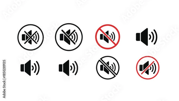 Obraz Set of Sound and Mute Icons.